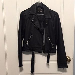 Black faux leather jacket Express